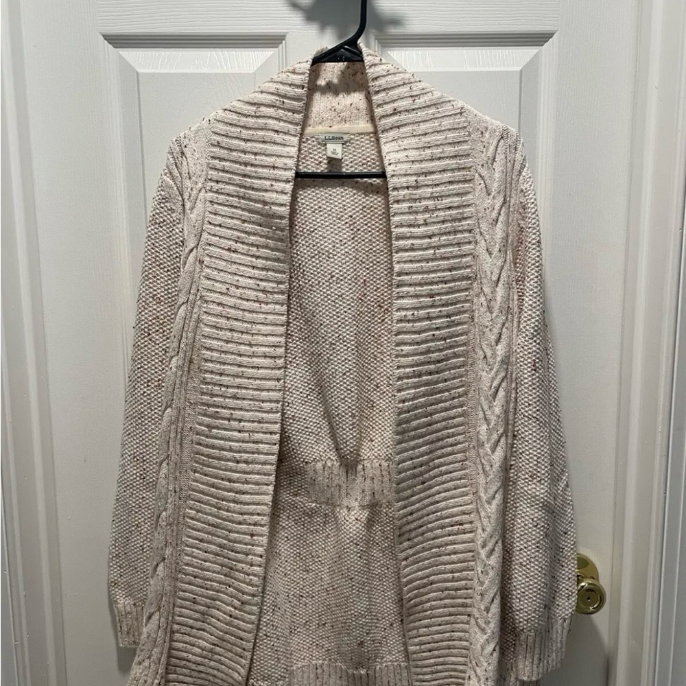 L.L. Bean Cream & Pink Women’s Knit Sweater Cardigan - Item #291676